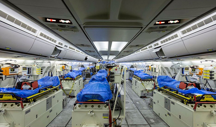 Nemtii au facut spital intr-un avion si zboara cu el sa trateze bolnavii de coronavirus din Franta sau Italia